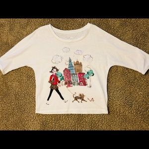 Cute Girls shirt 3/4 length sleeves size Medium